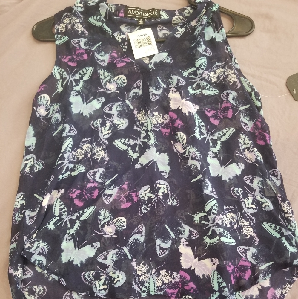 Navy butterfly Hi-lo sleeveless